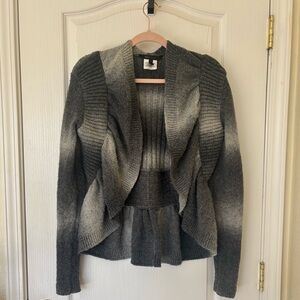 BCBGMaxAzria Gray Ombre ruffled Cardigan
